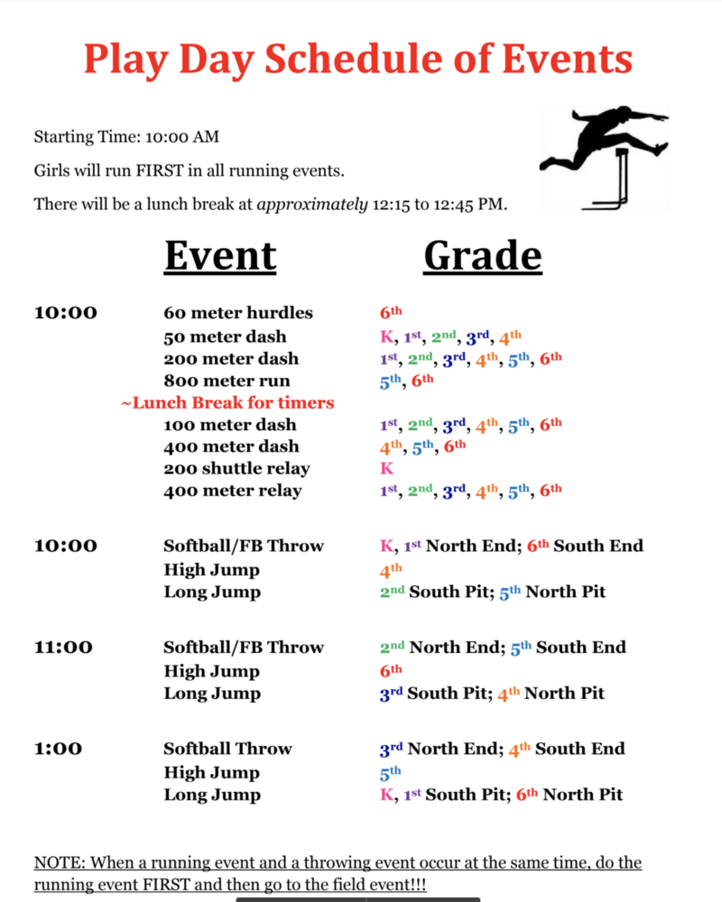 Play Day Schedule