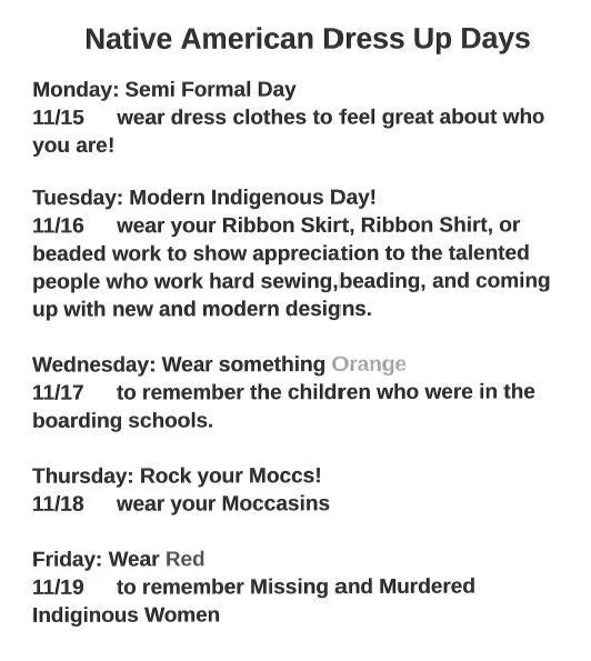 Native American Dress up days